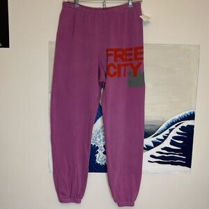 FREECITY Cotton Logo Sweatpants Pink Plant Silver Size XS New but Imperfect.